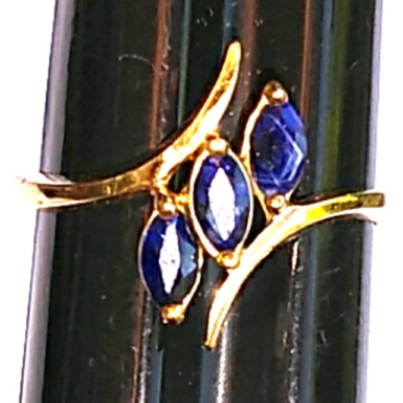 ANTIQUE UNTREATED NATURAL Sapphire 10K Gold Ring - Picture 4 of 8